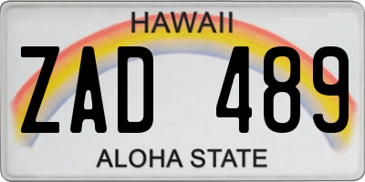 HI license plate ZAD489