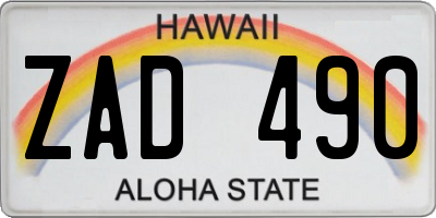 HI license plate ZAD490