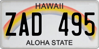 HI license plate ZAD495