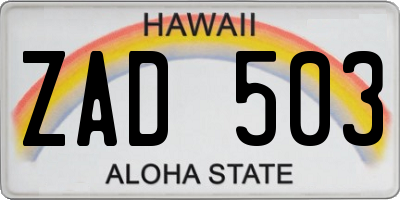 HI license plate ZAD503
