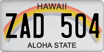 HI license plate ZAD504