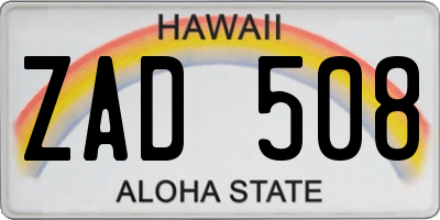HI license plate ZAD508