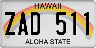 HI license plate ZAD511