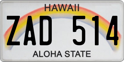 HI license plate ZAD514