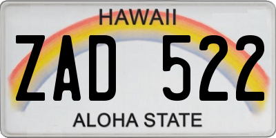 HI license plate ZAD522