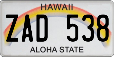 HI license plate ZAD538