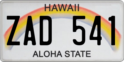 HI license plate ZAD541