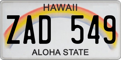 HI license plate ZAD549