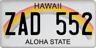HI license plate ZAD552