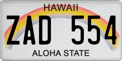 HI license plate ZAD554