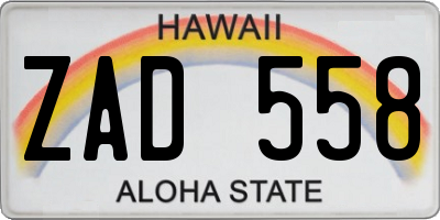 HI license plate ZAD558