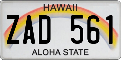 HI license plate ZAD561