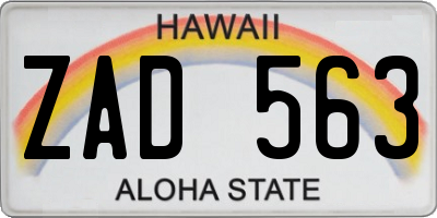 HI license plate ZAD563