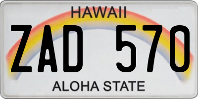 HI license plate ZAD570