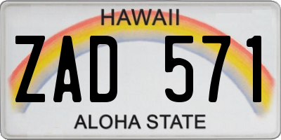 HI license plate ZAD571
