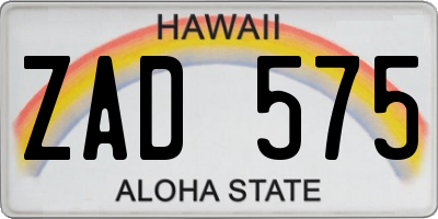 HI license plate ZAD575