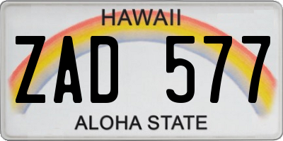 HI license plate ZAD577
