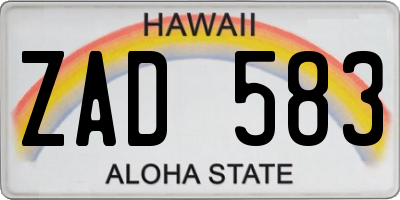 HI license plate ZAD583