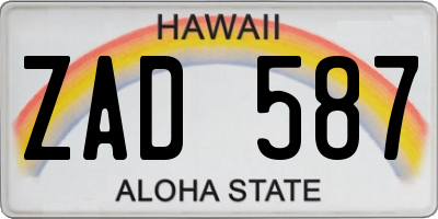 HI license plate ZAD587