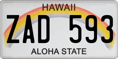 HI license plate ZAD593