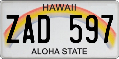 HI license plate ZAD597
