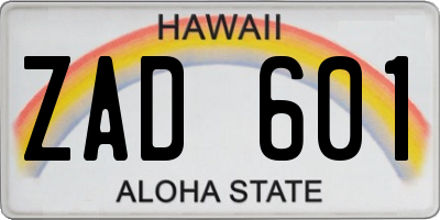 HI license plate ZAD601