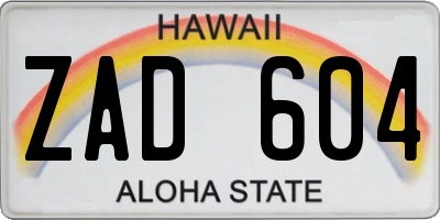 HI license plate ZAD604