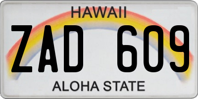 HI license plate ZAD609