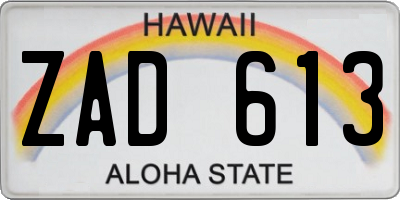 HI license plate ZAD613
