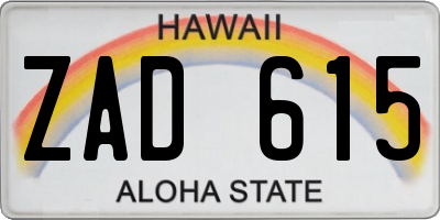 HI license plate ZAD615