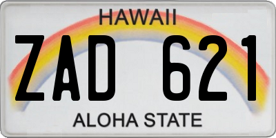 HI license plate ZAD621