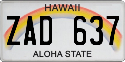 HI license plate ZAD637