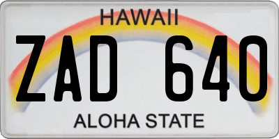 HI license plate ZAD640