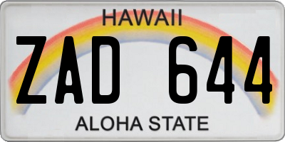 HI license plate ZAD644