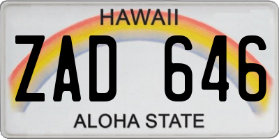 HI license plate ZAD646