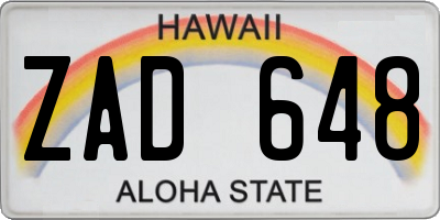 HI license plate ZAD648