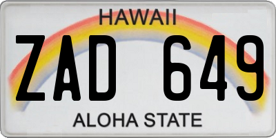 HI license plate ZAD649
