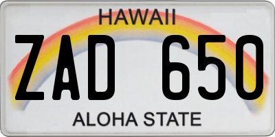 HI license plate ZAD650