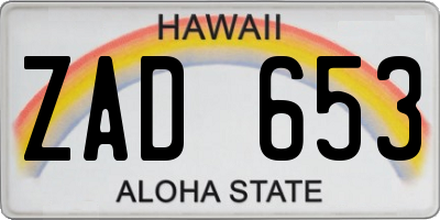 HI license plate ZAD653