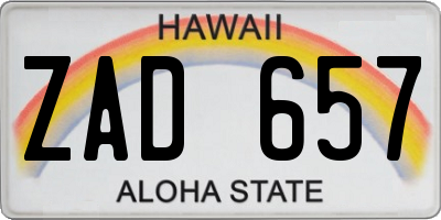 HI license plate ZAD657