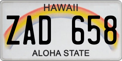 HI license plate ZAD658