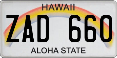 HI license plate ZAD660