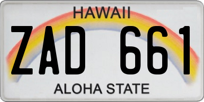 HI license plate ZAD661