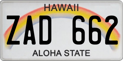 HI license plate ZAD662