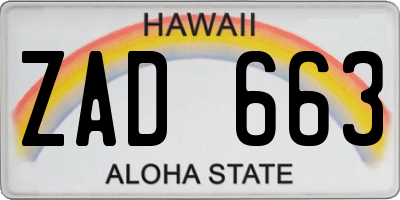HI license plate ZAD663