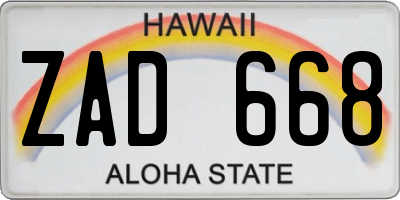 HI license plate ZAD668