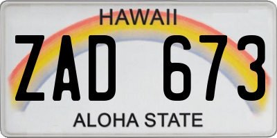 HI license plate ZAD673