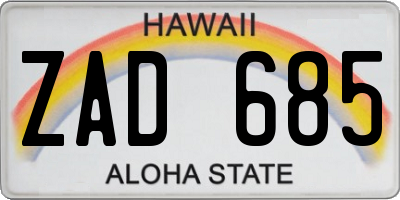 HI license plate ZAD685