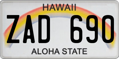 HI license plate ZAD690