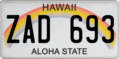HI license plate ZAD693